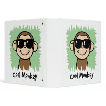 Cartoon Clip Art Cool Monkey with Sunglasses Vinyl Binder