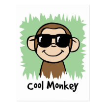 Cartoon Clip Art Cool Monkey with Sunglasses Post Cards