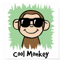 Cartoon Clip Art Cool Monkey with Sunglasses posters