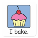 Cartoon Clip Art Cupcake Dessert Pink Frosting Square Sticker