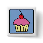 Cartoon Clip Art Cupcake Frosting Cherry Dessert Pinback Buttons