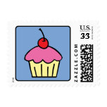 Cartoon Clip Art Cupcake Frosting Cherry Dessert Stamp