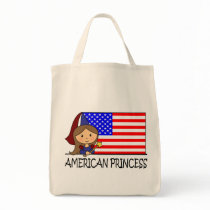 Cartoon Clip Art Cute American Princess Flag Tote Bags