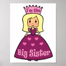 Cartoon Clip Art Cute Big Sister Princess Hearts Poster