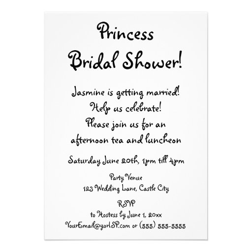 Cartoon Clip Art Cute Blond Princess Bridal Shower Custom Invites