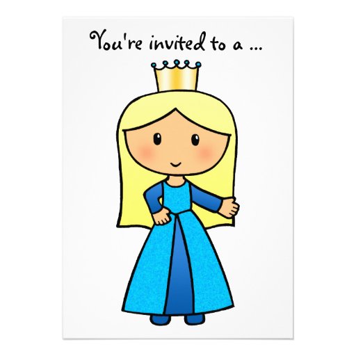 Cartoon Clip Art Cute Blond Princess Bridal Shower Custom Invites