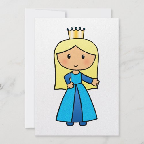 Cartoon Clip Art Cute Blond Princess in Blue Dress zazzle_invitation