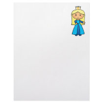 Cartoon Clip Art Cute Blond Princess in Blue Dress Letterhead