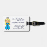Cartoon Clip Art Cute Blond Princess in Blue Dress Bag Tags