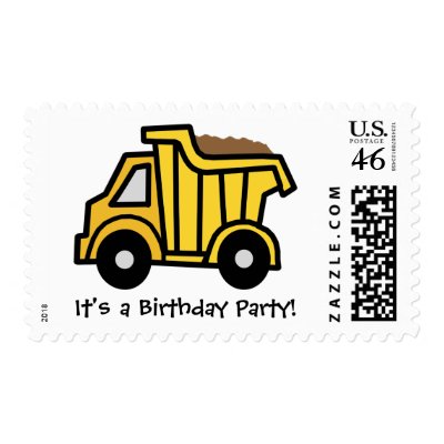 Truck Birthday Party on Cartoon Clip Art Dump Truck Birthday Party Postage