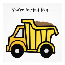 Cartoon Clip Art Dump Truck Boy Birthday Party invitations
