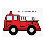 Cartoon Clip Art Firetruck Boy Birthday Party Invitation