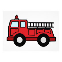 Cartoon Clip Art Firetruck Emergency Vehicle Truck Personalized Invitations