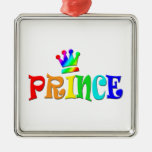 Cartoon Clip Art Rainbow Text, Prince and Crown Christmas Ornaments