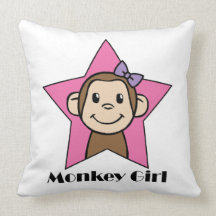 Cartoon Clip Art Smile Monkey Girl Pink Star Bow Pillows