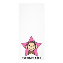 Cartoon Clip Art Smile Monkey Girl Pink Star Bow Custom Rack Card