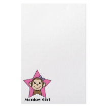 Cartoon Clip Art Smile Monkey Girl Pink Star Bow Stationery Design