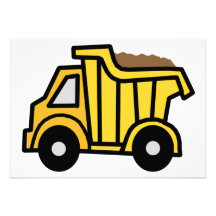 Cartoon Clip Art with a Construction Dump Truck Personalized Invitations