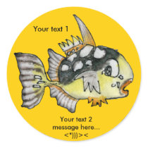 Cartoon Clown Trigger Fish Design Custom Sticker by lillyarts Cartoon Clown Trigger Fish Design Custom Sticker