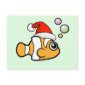Cartoon Clownfish Santa Postcard