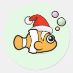 Cartoon Clownfish Santa Stickers