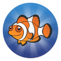 Cartoon Clownfish Round Stickers