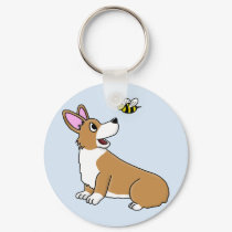 Cartoon Corgi Bee Keychain