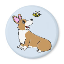 Cartoon Corgi Bee Magnet by MenagerieMayhem Cartoon Corgi Bee Magnet