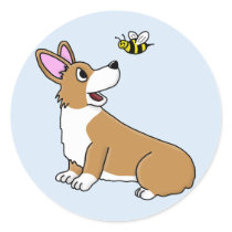 Cartoon Corgi Bee Stickers by MenagerieMayhem Cartoon Corgi Bee Stickers