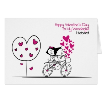 Cartoon Couple on Bicycle, Valentine for Husband