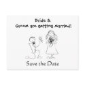 Cartoon Couple Wedding Save the Date postcards