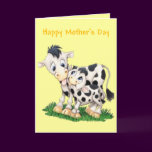 Cartoon Cow and Calf Mother's Day Card (Blank)