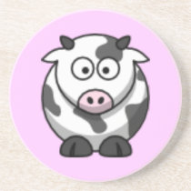 cartoon cow beverage coaster