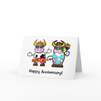 Cartoon Cow Couple Anniversary Card