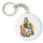 Cartoon Cow Holstein Barn Keychain