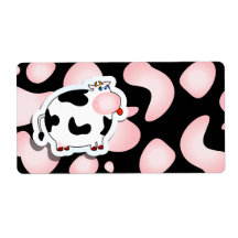 Cartoon cow, labels