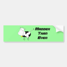 Cartoon Cow, Madder Than Ever Bumper Sticker