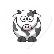 Cartoon Cow Sticker (Heart)