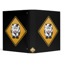 Cartoon Cow Warning Sign 3 Ring Binder