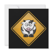 Cartoon Cow Warning Sign Announcement
