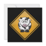 Cartoon Cow Warning Sign Announcement