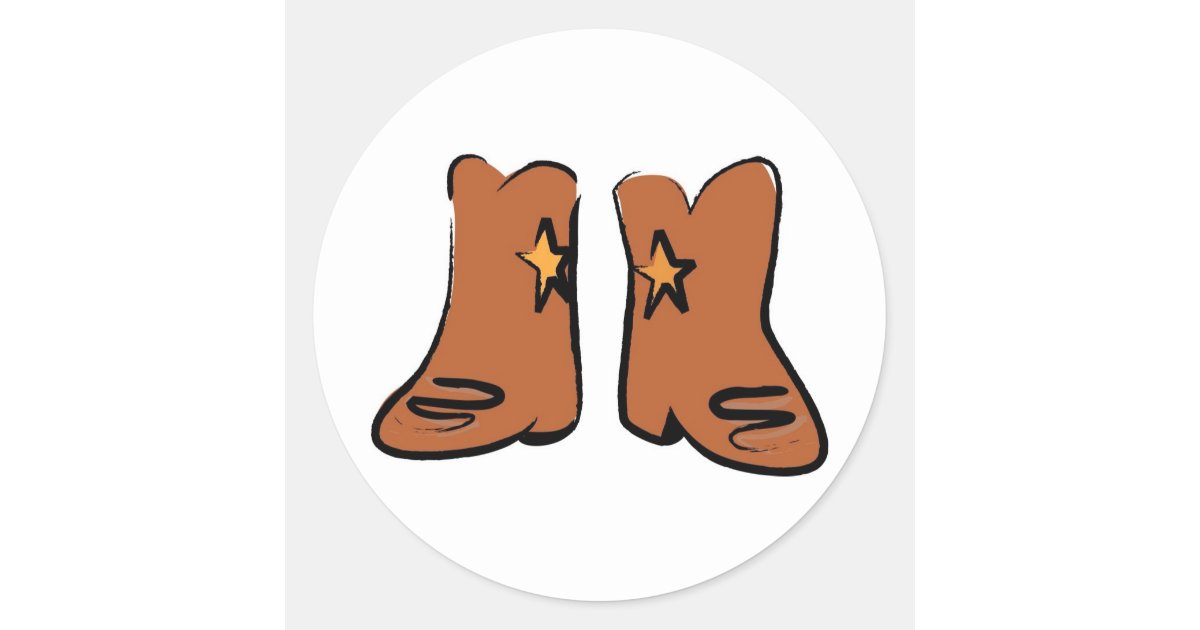 Cartoon Cowboy Boots Classic Round Sticker | Zazzle