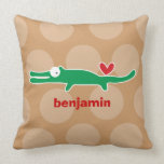 Cartoon Cute Alligator Love Whimsical Kids Cushion Pillows