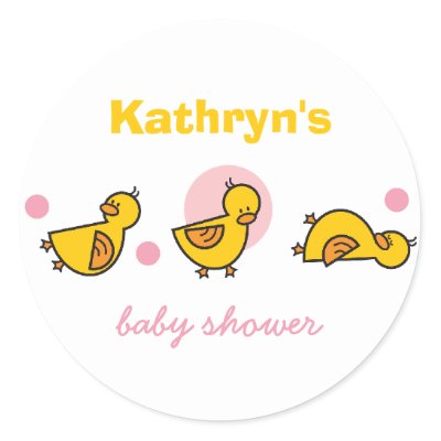 Cartoon Cute Duckies Baby Shower Gift Tag Sticker