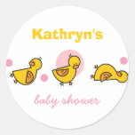Cartoon Cute Duckies Baby Shower Gift Tag Sticker