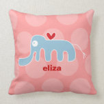 Cartoon Cute Elephant Love Whimsical Kids Cushion Throw Pillow
