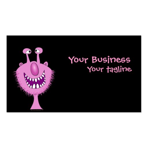 Cartoon Cute Pink Monster Business Cards Template (front side)