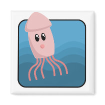 Cartoon Cuttlefish Fridge Magnet