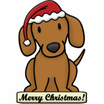 Cartoon Dachshund Christmas Ornament (Red/Brown) photo sculptures by MenagerieMayhem Cartoon Dachshund Christmas Ornament (Red/Brown) photo sculptures
