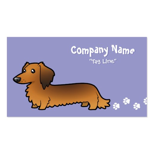 Cartoon Dachshund (longhair) Business Card Template